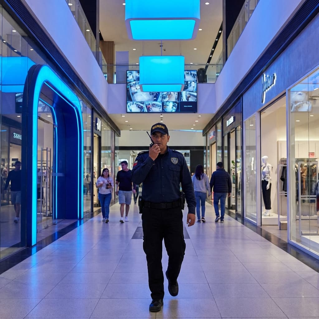 Guardia patrullando centro comercial